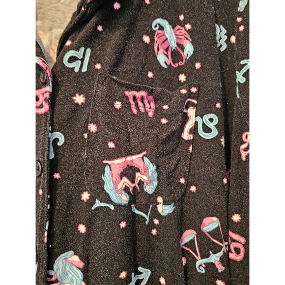 Torrid Super Soft Sleep Shirt Button-Down Black Zodiac Print Sz 1 Rayon Spandex - Picture 8 of 10